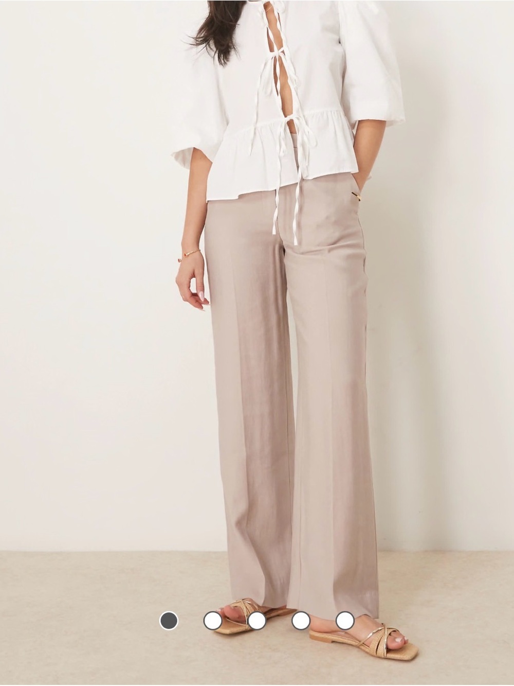Abercrombie & Fitch high rise loose trousers in beige